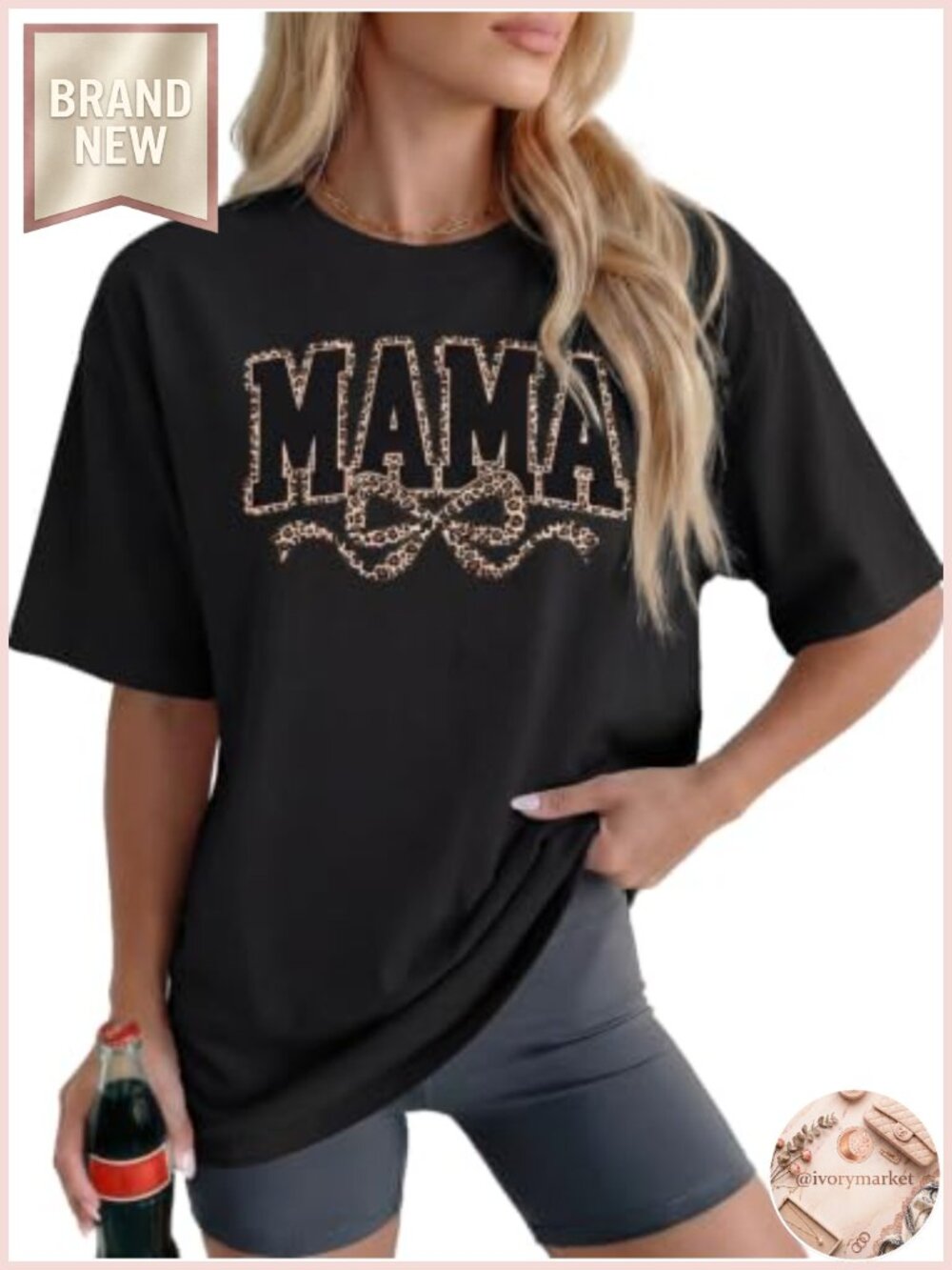 Graphic Mama Tee Cotton Blend Oversized Casual Crew Neck Short Sleeve